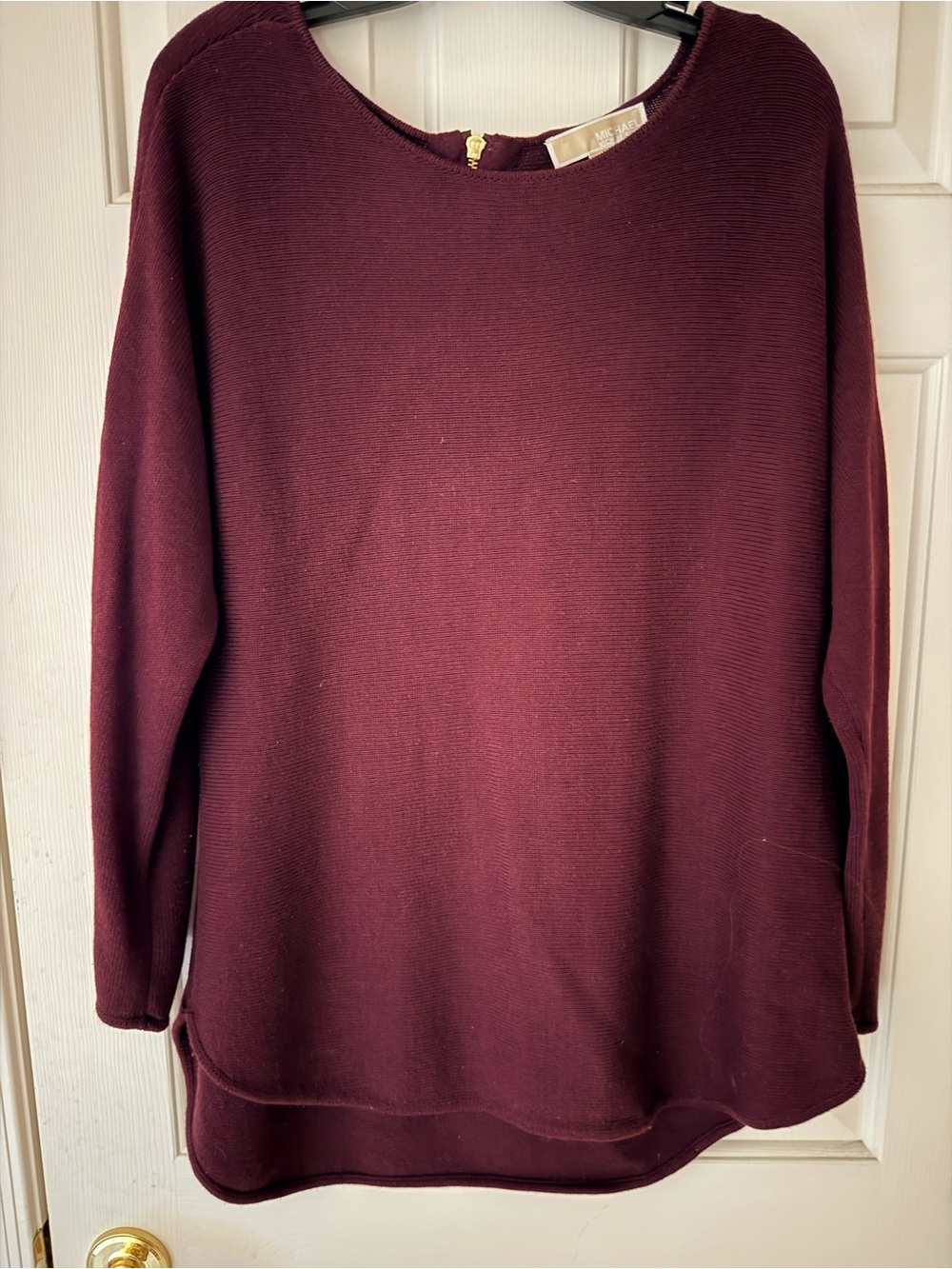 Michael Kors Dark Purple Long-Sleeve Scoop Neck Sweater